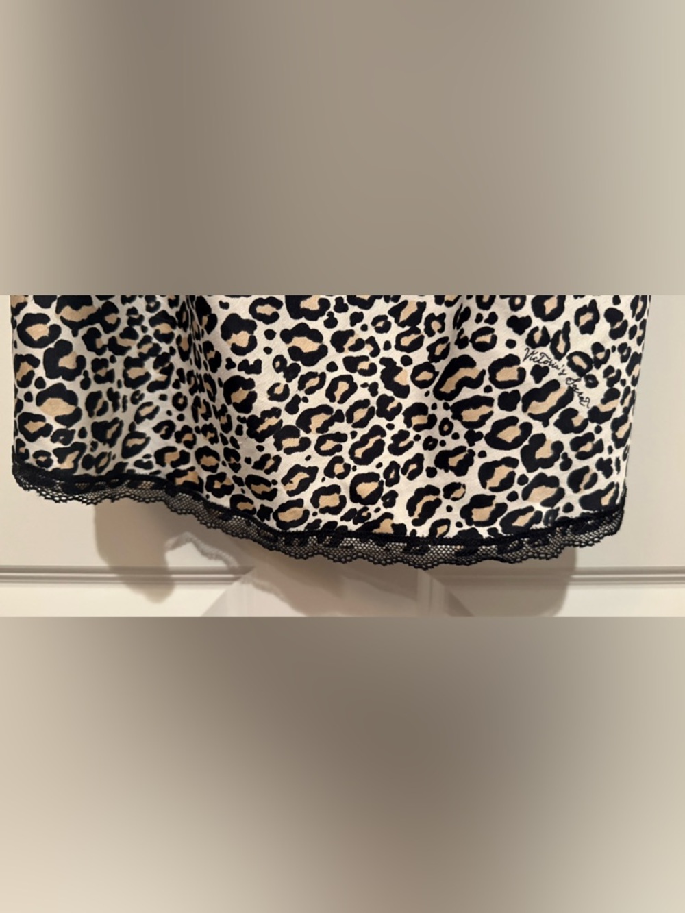 Victoria's Secret Leopard Satin Cami with Black Lace Trim - Picture 4 of 5